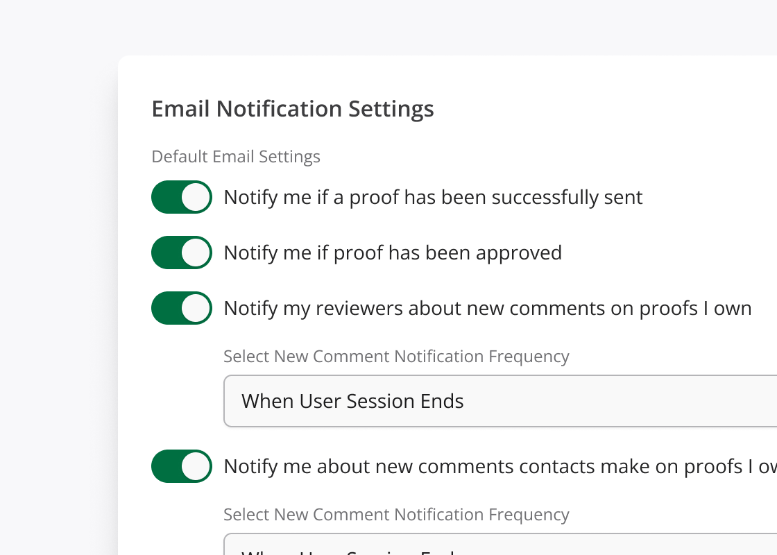 Notification settings showing automated alerts and reminders